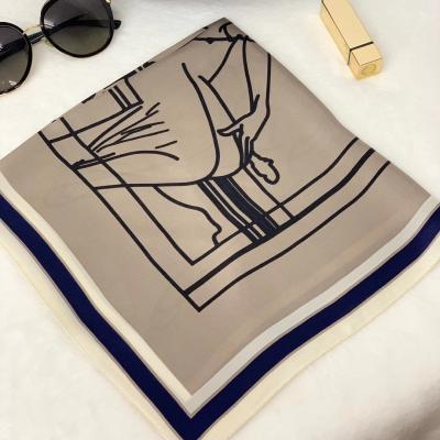 China New ladies silk custom plain printed square wild silk scarf shawl satin scarf for sale