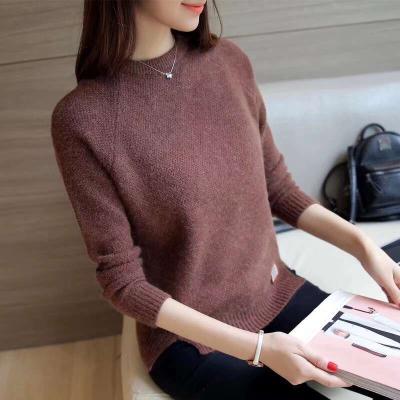 China Breathable Women Plus Size Weaters Winter Knitted Solid Sweater Autumn Long Sleeve Pullover Sweater Pullovers for sale