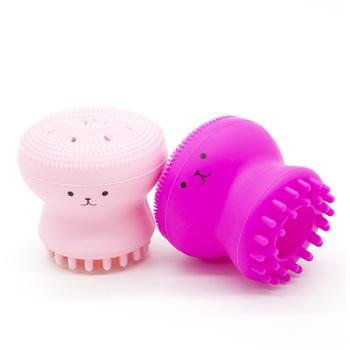 China Small Cute Octopus Shaped Silicone Facial Detergent Face Brush Silicone DEEP CLEANSING Exfoliator Brush Silicone Facial Cleansing Sweep Cleaning for sale