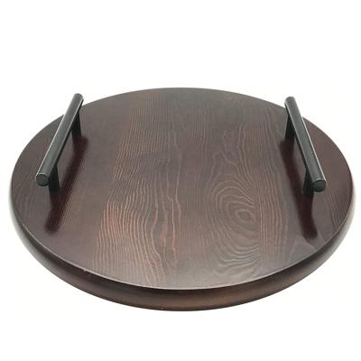 China Eco-friendly universal 12.8 inch table log natural tray with handles for home decor for sale