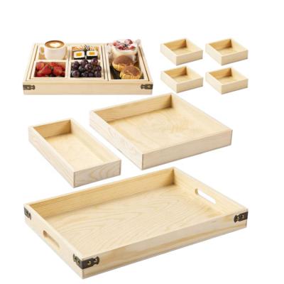 China Eco - Friendly 7 Nesting Tray Universal Set Divided Sets Wood Tray With Handle for sale