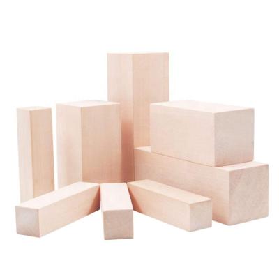 China Eco-friendly Material 8 Pieces Of Hot Press Making Unfinished Basswood Wood Blocks For Carving for sale