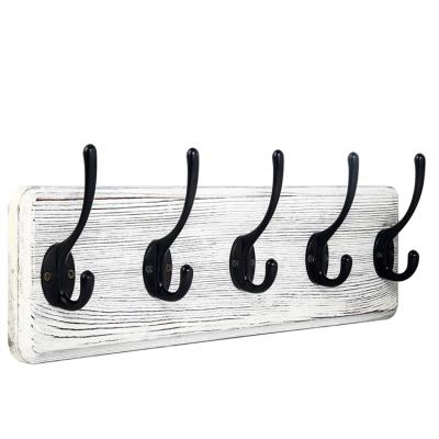 China Wholesale Sustainable White Rustic Wall Shelf Modern Hanging Clothes Rack Wooden Wall Hook for sale