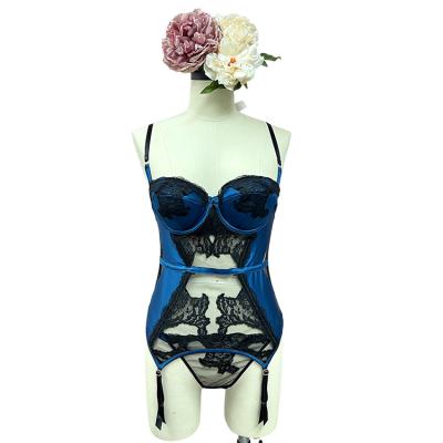 China Spandex / Nylon Manufacturer ODM OEM Satin Lace Women Sexy Lingerie Bustier and Corset Padded Bra Wire Mould Bra Soft Bra for sale