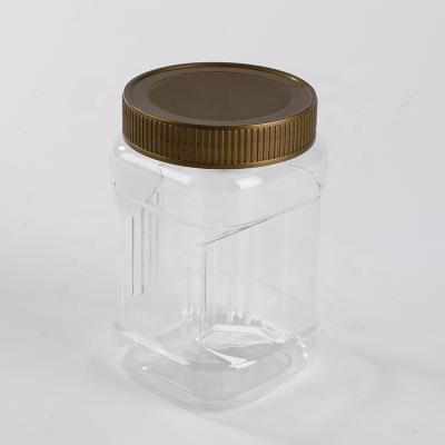 China Storage Jars 25 Ounce 750ml Empty Jar With Lid Plastic With Black Or Gold Caps for sale