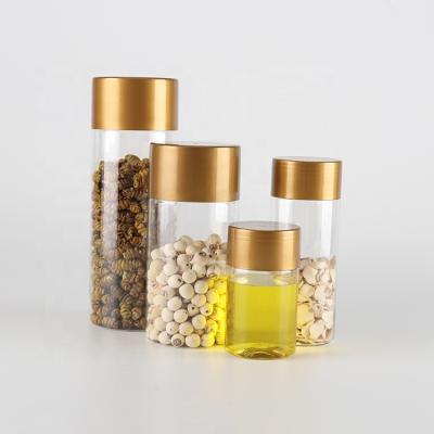 China Storage Jars 8oz 10oz 15oz 20oz Clear Jars With Gold Lids for sale