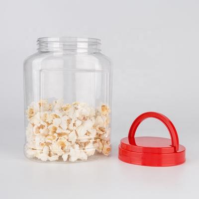 China Storage Jars Plastic Popcorn Jars Oatmeal Storage Container With Colored Lids 35 oz for sale