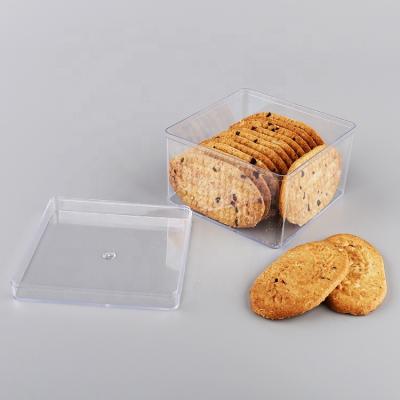 China 290ml 470ml 510ml Recyclable Empty Clear Plastic Food Storage Box With Hinged Lids PS Food Grade for sale