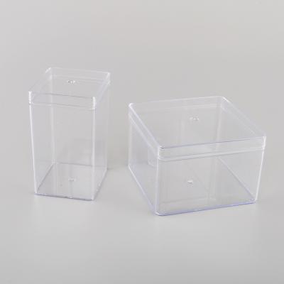 China 290ml 470ml 510ml Recyclable Empty Clear Rectangular Cake Cookie Jars With Lids Customized for sale