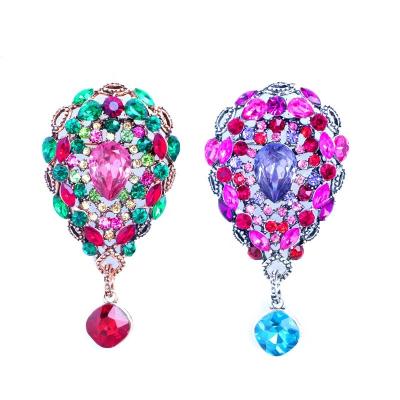 China ALLOY retro style European and American high-end gem brooch pin collar pin clothing accessories crystal glass pendant brooch for sale