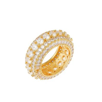 China Retro Hippie Style American Border Hot Man Round Ring With Five Tiny Rows Of Zircon Rings for sale