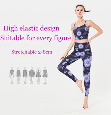 China Factory direct sales new yoga suit women printed breathable fitness yoga vest sports yoga pants women suit women for sale