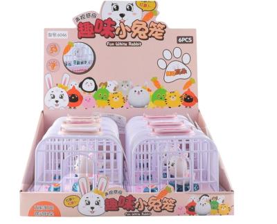 China Battery Operated Electric Sound Rabbit Cage Lights Control Ear Lights Colorful Swinging Kids Play House Toys for sale