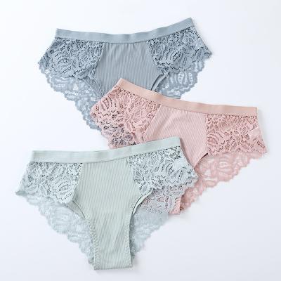 China Blue Pink Black Lace Panties Women's Underwear Cotton Viable Briefs Hippies Low Rise Lingerie Sexy Seamless Female Briefs Panties for sale