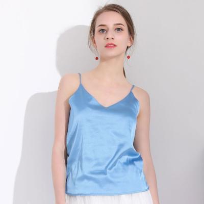 China Top V-Neckline Cami Sleeveless Satin Silk Tank White Breathable Strap Women Halter Base Tops Women Summer Camisole for sale