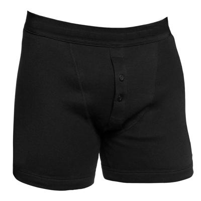 China Antibacterial Custom Mens Underwear Boxer Shorts Rise Trunks Basics Cotton Mid Button Front Boxer Briefs for sale