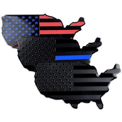 China 3D Metal Car Sticker USA Map Easy Removable Three-Dimensional Flag Personalized Decal For Chevrolet for sale