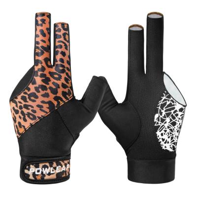 China Abrasion Resistant Design New Leopard Pattern Silicone Print Predator Gloves For Playing Pool Holding Cues Billiards Snooker for sale