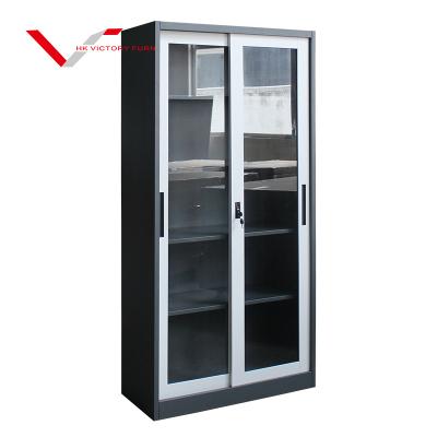 China Office Modern Metal Steel File Cabinet With Glass Door And Lock Data Storage Cabinet for sale