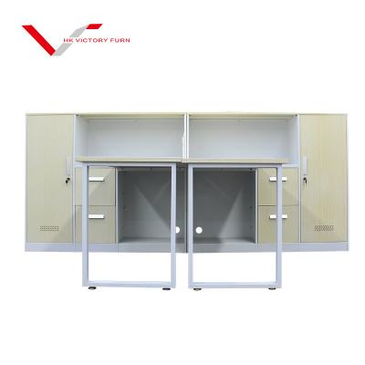 China Modern Luxurious Organizer Workstation Office Furniture Stainless Steel Frame Personal Computer Table Desk for sale