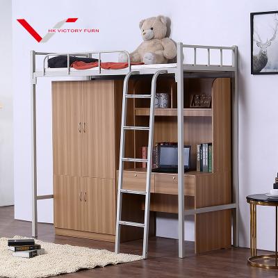 China Higher Education Center Modern Metal Furniture Dormitory Steel Bunk Bed With Desk for sale