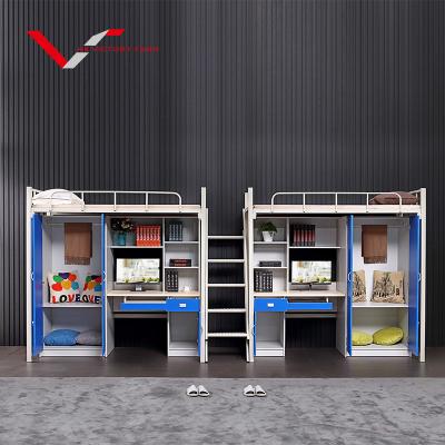 China Modern School With Office Furniture Loft Dormitory Metal Adult Bunk Bed for sale