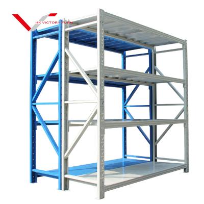 China Double Sided Steel Rack Shelf Basement Warehouse Heavy Duty Loading Shelves Storage for sale