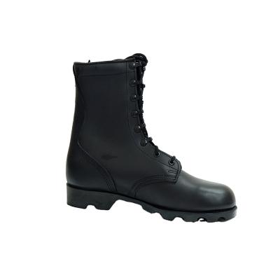 China Flat Military Standard Waterproof Full Genuine Black Leather Army Boots For Man for sale