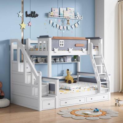 China Modern Cheap Kids Bedroom Furniture Cartoon Bed Solid Wood Solid Wood Bunk Bed For Staircase Storage Study Table With Slide for sale