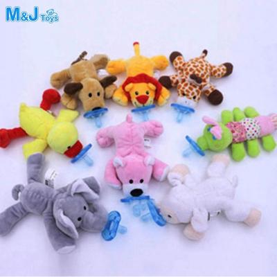 China En71 ASTM Stuffed Plush Standard Infant Pacifier Soft Toy Stuffed Animals Toys Detachable Teether Holder for sale