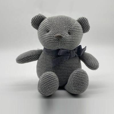 China 10 Inch Cute Gray Crochet Organic Cotton Soft Stuffed Plush Toy Stuffed Toy for sale