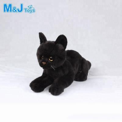 China Plush Custom Stuffed Soft Realistic Black Cat Cat Plush Toy For Kids for sale