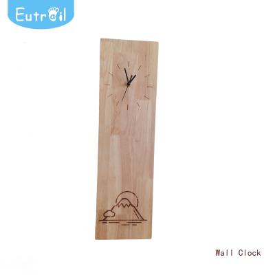 China Gift Radio Natural Wooden Clock Shape Flamingo Wooden Wall Clock for sale