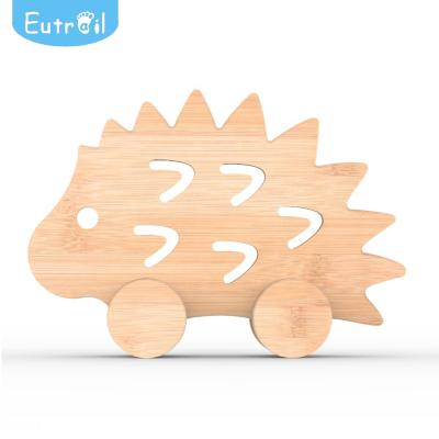 China DIY Children's Wooden Painting Wood Toys Hedgehog Car Natural Wooden Toys for sale