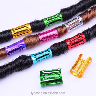 China Hair Decoration AFNASA Factory Hair Braid Colorful Dread Plated Dreadlock Beads Adjustable Braids Slap Hole Micro Clip 8MM Ring Beads for sale