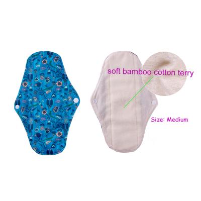 China 18x26cm Menstrual Flow Medium Hygiene Pads Super Absorbent Sanitary Leakproof Period Pads These Days Cloth Pads Bamboo Terry Lining for sale