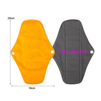 China 18x26cm Feminine Fabric Hygiene Medium Cloth Pad Super Absorbent Reusable Bacterial Bamboo Charcoal Anti Pad For Women Lady Day Solid Simple Color for sale