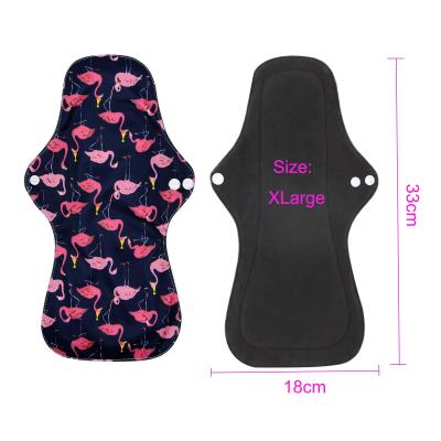 China Extra Large Absorbent 18x33cm Cloth Pads Lady Menstrual Lady Women Maxi Flow Sanitary Pads Bamboo Charcoal Reusable Heavy Absorbent Super Pad Overnight for sale