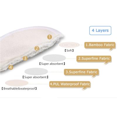 China ABSORBENT 4 Layers Thicker More Absorbent Breast Pads For Night Customize GOTS Organic Bamboo Reusable Nipple Nursing Pads Cover for sale