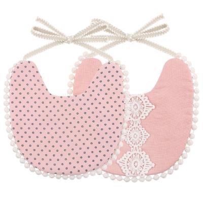 China Double Sided Reversible Baby Lace Neck Bib Cotton Drool Dribbler Bib Towel Scarf New Parents Shower Washable Newborn Baby Gift for sale