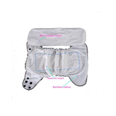 China Soft Velvet Baby AI2 Printed Bamboo Cloth Diaper All In Two Diaper Diaper With Removeable Snap-in Insert For Night Use for sale