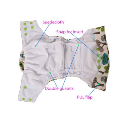 China Reusable Printed All In Two Diaper AI2 Cloth Diaper With Double Gusset Patchwork PUL Cloth Diaper Cloth Diaper for sale