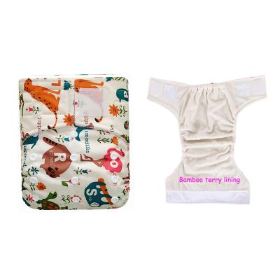 China Printed Baby Cloth Diapers Diapers With Bamboo Terry Lining Hook And Loop Closure for sale