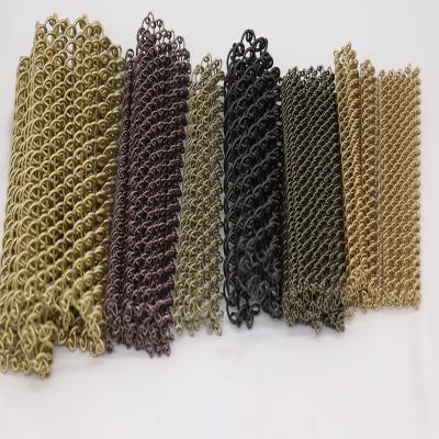 China Decorative Woven Twill Weave Metal Wire Mesh Curtain Gold Color for sale