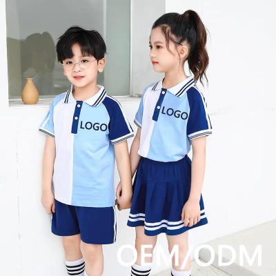 China Custom Colored Polo Design School Uniforms and Sportswear Modern Kindergarten School Uniforms Tracksuit Custom Made for Boys and Girls for sale