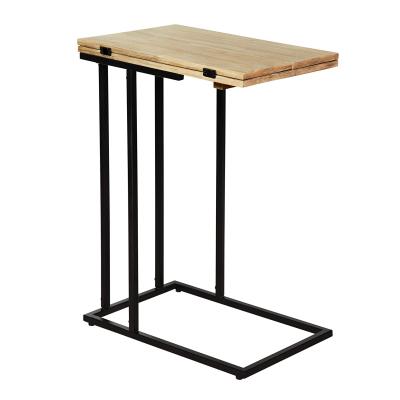 China Manufacturer Modern High Quality Side Table Solid Wood With Metal Legs for sale