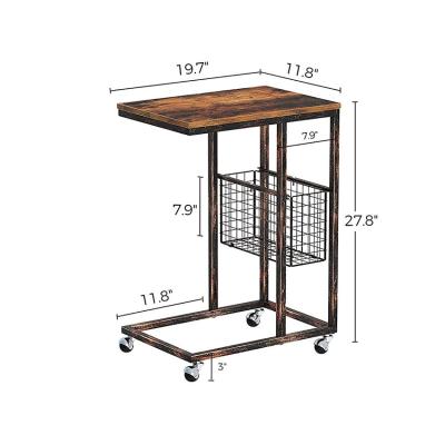 China 2021 Hot Sale Modern High Quanlity Mordern Metal Mix Bedroom Cheap Wholesale Detachable Wooden Side Table With Wheel for sale