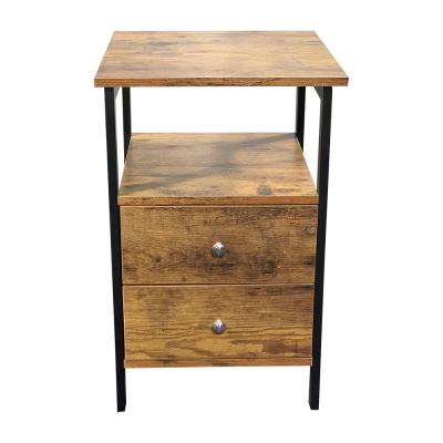 China Detachable Square Modern Luxury Bedroom Knock Down Metal Wooden Night Stand With Drawer for sale