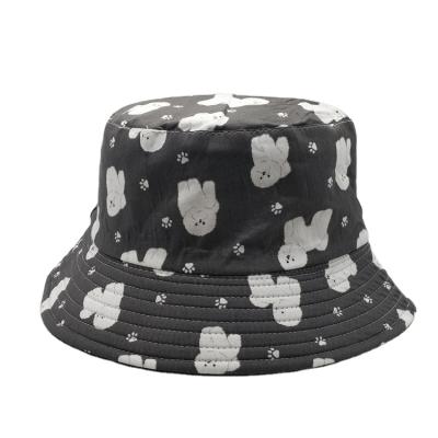 China Special Picture Design Your Own Custom Outdoor Sports Fishing Sun Visor Wholesale Animal Puppy White Single Bucket Hat for sale