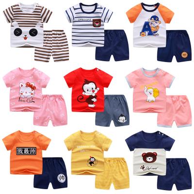 China Breathable Children's Suit Cotton Girls Summer Clothes Boys T-shirt Infant Baby Short Sleeve Clothes for sale